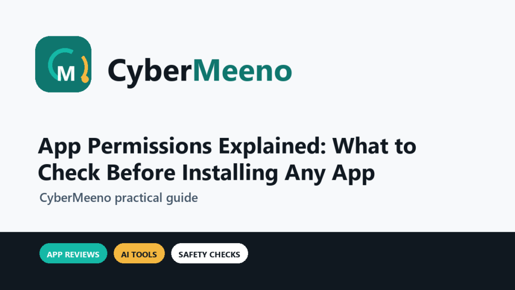 CyberMeeno featured image for App Permissions Explained: What to Check Before Installing Any App